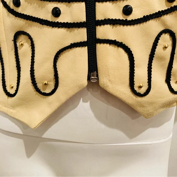 RANCH DIP Vintage 90s Pale Yellow Rodeo Style Zip-up Vest sz M/L - Picture 4 of 8